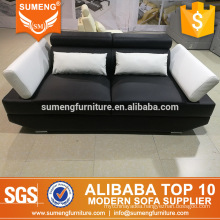 most popular European style 2 seater black white leather sofa buy from China